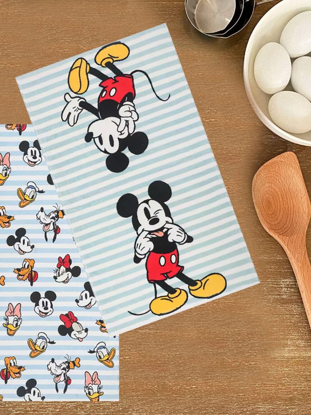 Disney Mickey Mouse Friends Kitchen Towels 2 Pack Blue Stripe Terry 15x26